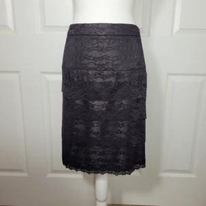New Black Floral Lace Tiered Skirt by Sharango Size 10